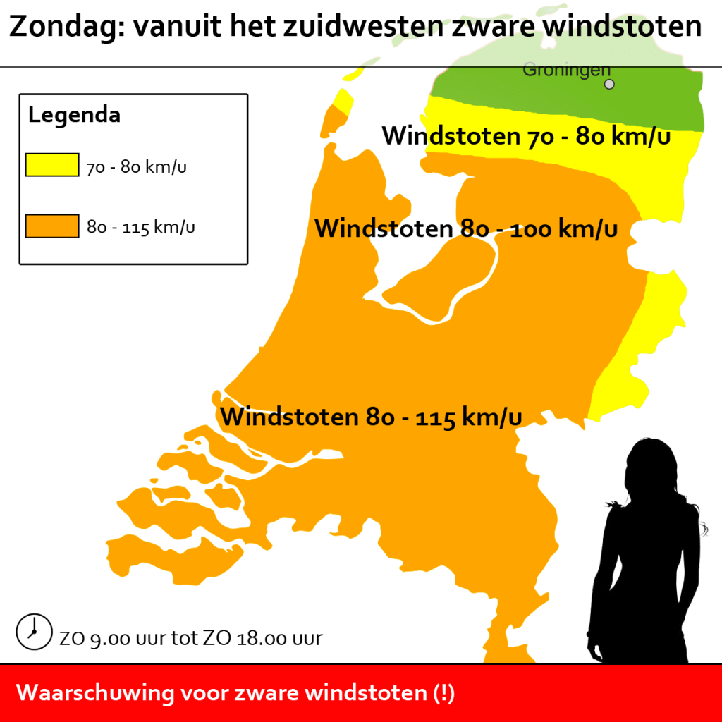 Waarschuwing zware windstoten